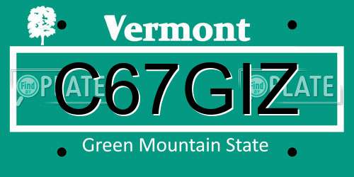 C67GIZ Vermont License Plate