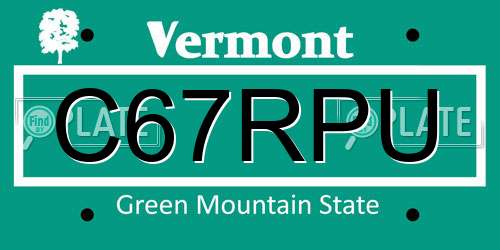 C67RPU Vermont License Plate