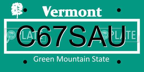 C67SAU Vermont License Plate