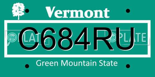 C684RU Vermont License Plate