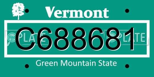 C688681 Vermont License Plate