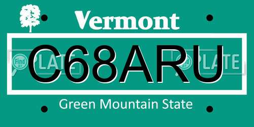 C68ARU Vermont License Plate