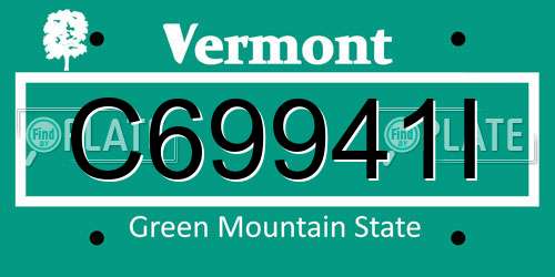 C69941I Vermont License Plate