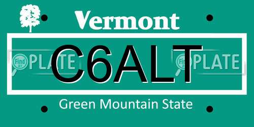 C6ALT Vermont License Plate