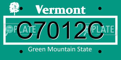 C7012C Vermont License Plate