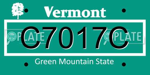C7017C Vermont License Plate