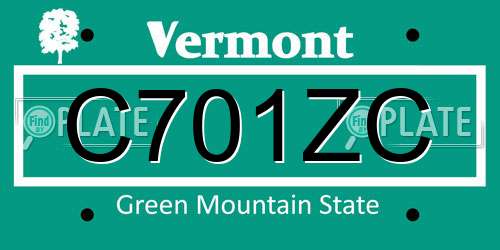 C701ZC Vermont License Plate