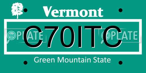 C70ITC Vermont License Plate