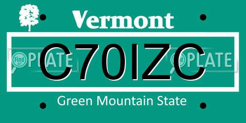 C70IZC Vermont License Plate