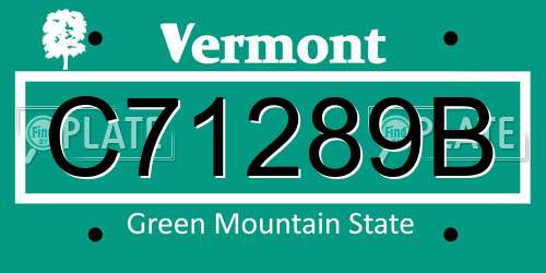 C71289B Vermont License Plate