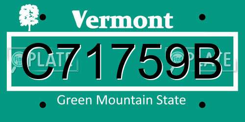 C71759B Vermont License Plate