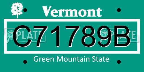 C71789B Vermont License Plate