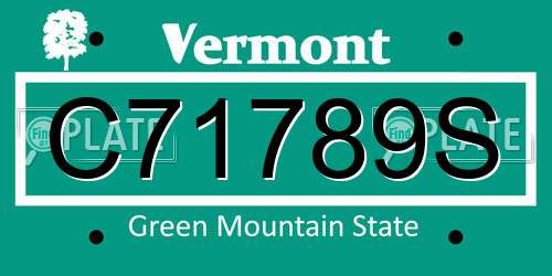 C71789S Vermont License Plate