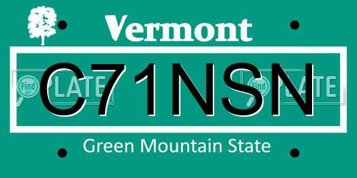 C71NSN Vermont License Plate