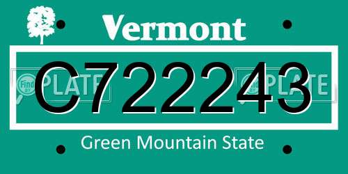C722243 Vermont License Plate