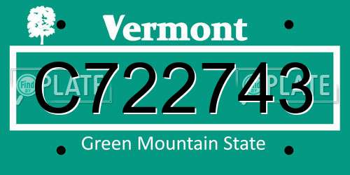 C722743 Vermont License Plate