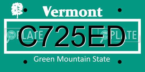 C725ED Vermont License Plate