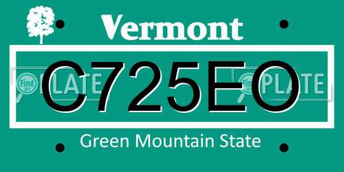 C725EO Vermont License Plate