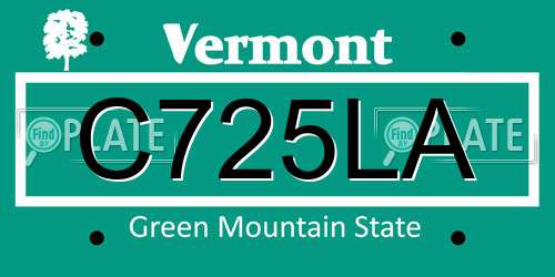 C725LA Vermont License Plate