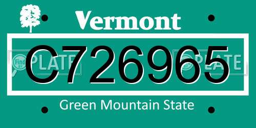C726965 Vermont License Plate