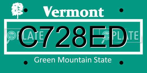 C728ED Vermont License Plate