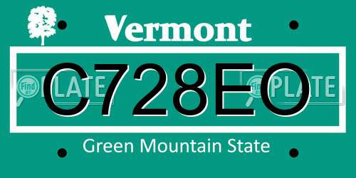 C728EO Vermont License Plate