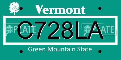C728LA Vermont License Plate