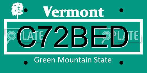 C72BED Vermont License Plate