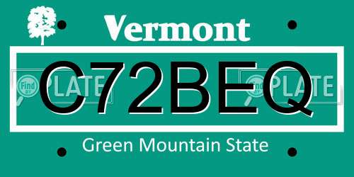 C72BEQ Vermont License Plate