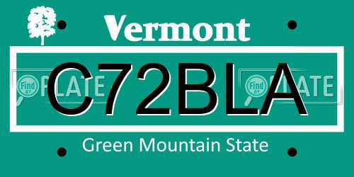 C72BLA Vermont License Plate