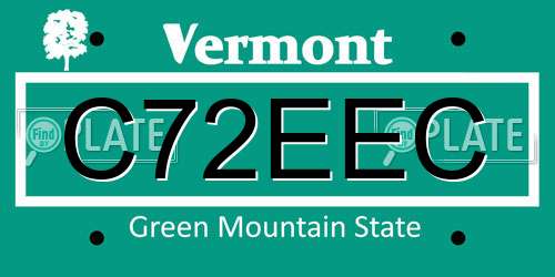 C72EEC Vermont License Plate
