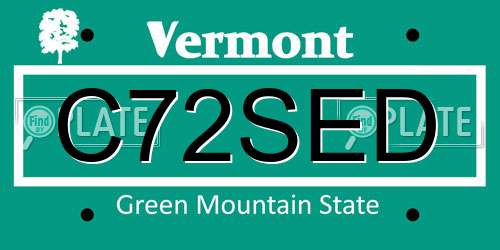C72SED Vermont License Plate