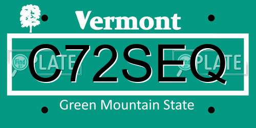 C72SEQ Vermont License Plate