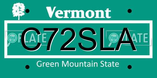 C72SLA Vermont License Plate