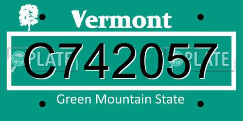 C742057 Vermont License Plate
