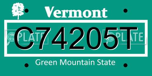 C74205T Vermont License Plate