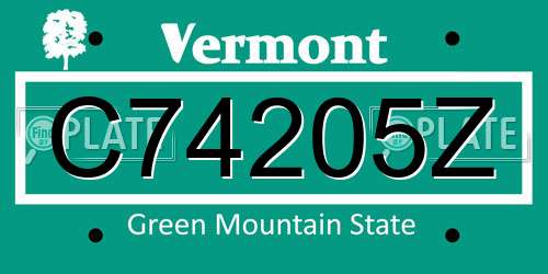 C74205Z Vermont License Plate