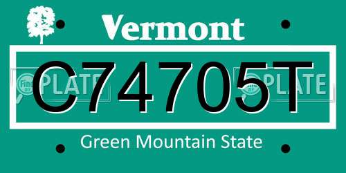 C74705T Vermont License Plate