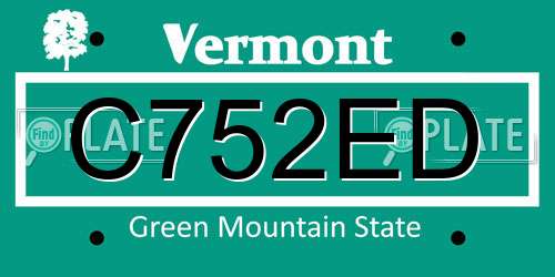 C752ED Vermont License Plate