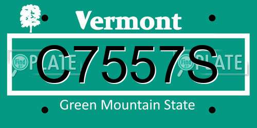 C7557S Vermont License Plate