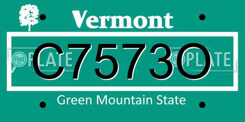 C7573O Vermont License Plate