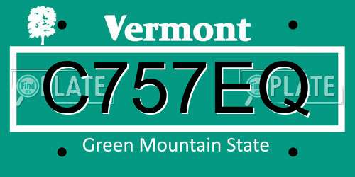 C757EQ Vermont License Plate