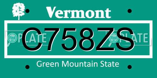 C758ZS Vermont License Plate