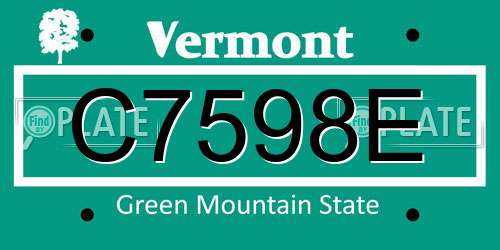 C7598E Vermont License Plate