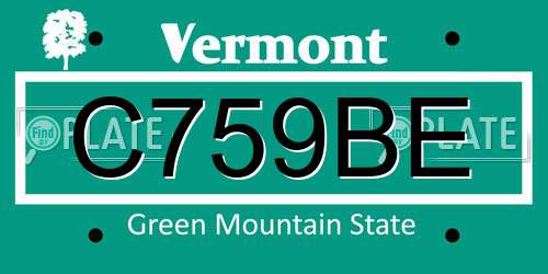 C759BE Vermont License Plate