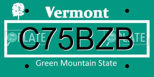 C75BZB Vermont License Plate