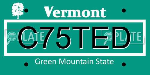 C75TED Vermont License Plate