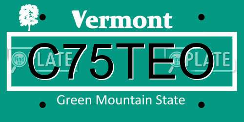 C75TEO Vermont License Plate