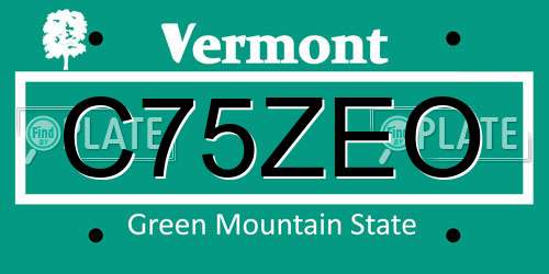 C75ZEO Vermont License Plate