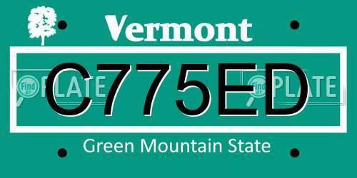 C775ED Vermont License Plate